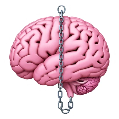 pink brain, chained up, side view sticker