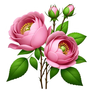 bouquet Cherokee rose, luxuriant, stem, leaf, bud sticker