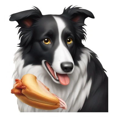 A border collie eating a chicken that is dead  sticker