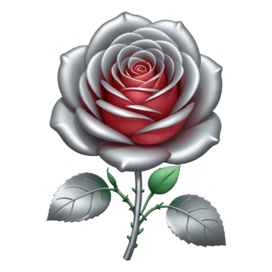 gray metal chrome rose, without green leaves, just flower sticker