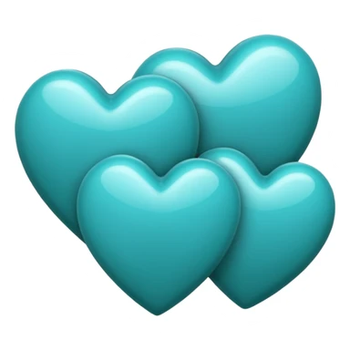 3 teal lined hearts sticker