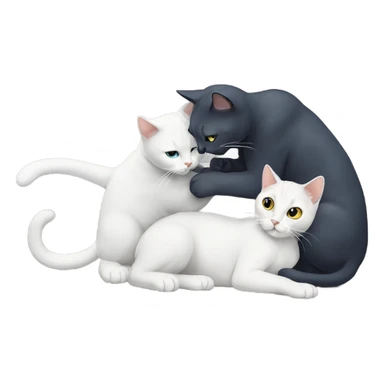 Two cats wrestling one cat Bombay other cat Russian blue sticker