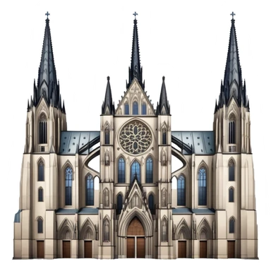 Cinematic Realistic Cologne Cathedral Landmark Emoji, showcasing Gothic architecture rendered with detailed stone textures and majestic, dynamic lighting. sticker