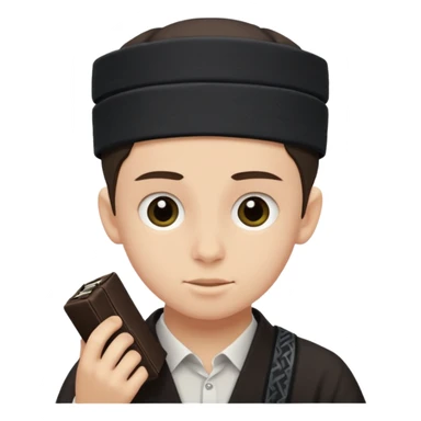 a boy putting on tefillin sticker