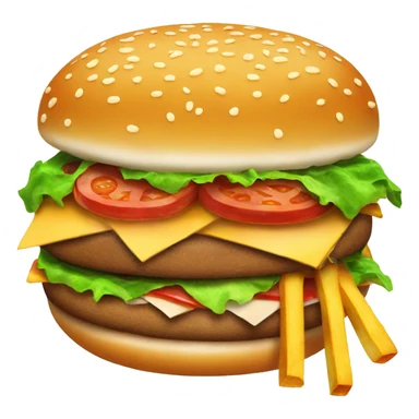 Burger with pizza and fries inside sticker