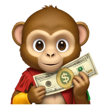 Monkey holding cash sticker