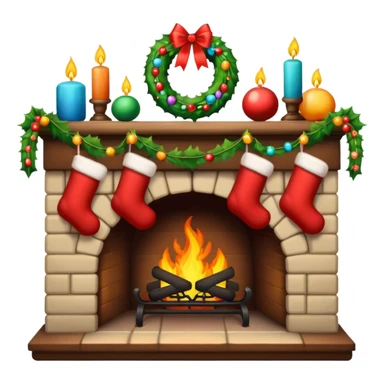 Christmas fireplace with decorations sticker