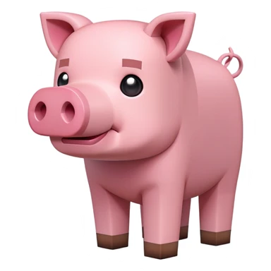 Minecraft pig, full body, pink blocky animal with square head sticker
