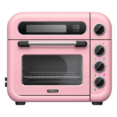 emoji-style Ninja Combi countertop oven, pastel pink appliance, rounded edges, soft highlights, simple shadows, modern kitchen gadget aesthetic, realistic, centered, white background sticker