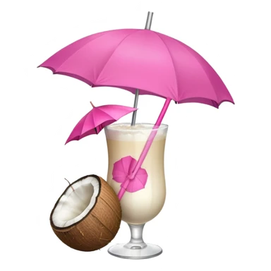 coconut drink with pink umbrella sticker