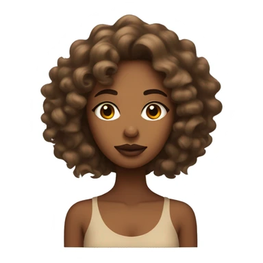 Light brown skin woman with loose curls and two moles one beneath her left eye and one is under her lips sticker