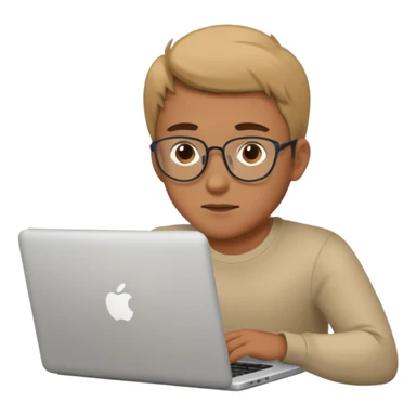 man work to laptop sticker