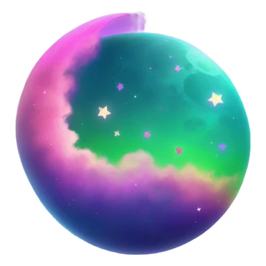 Neon rainbow moon with stars  sticker