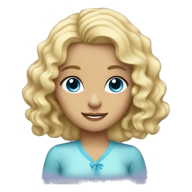Blonde girl with wavy hair and blue eyes sticker
