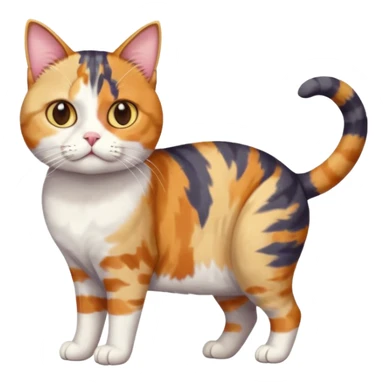 full body colourful calico tabby cat with disproportioned head with an anxious face and fully white front legs sticker