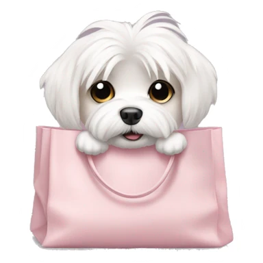 Maltese dog in a light pink bag sticker