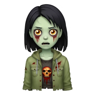 girl zombie with black hair sticker