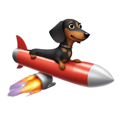 dachshund driving a rocket sticker