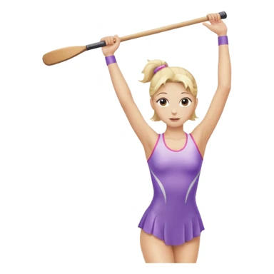 blonde rhythmic gymnast holding clubs overhead sticker