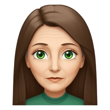 Pretty older woman with green eyes and long straight Ash-brown hair and long face  sticker