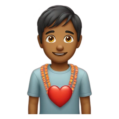 indian boy with love hearts sticker