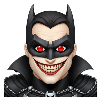 Make the Batman who laughs with a metal piled ring covering his eyes sticker