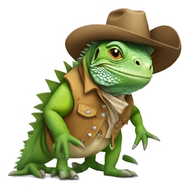 iguana wearing cowboy boots sticker