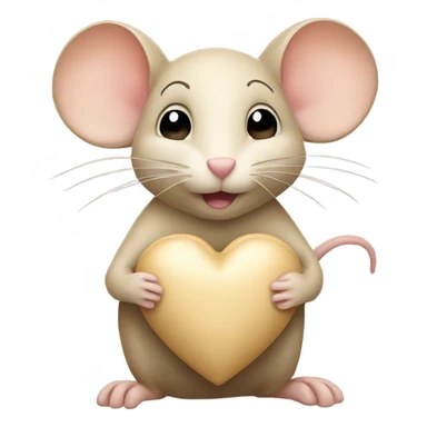Beige mouse holding beige heart  sticker