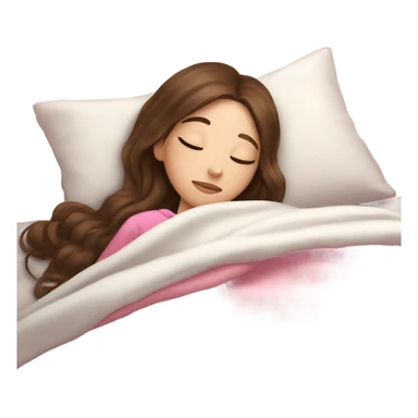 girl with brunette hair and pale skin taking a nap with a pink blanket looking peaceful sticker