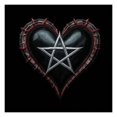 gothic heart with a silver pentagram, professional photography style sticker