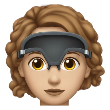 scubadiver woman, with brown, large and staright hair and black suit and Pink dive mask in her blue eyes sticker