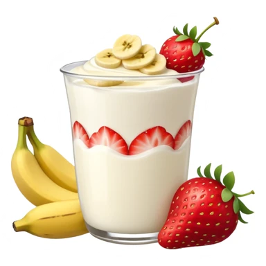 Yogurt with strawberries and bananas sticker