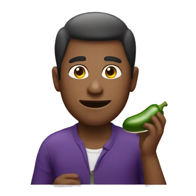 Man eating eggplant sticker