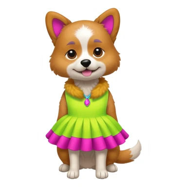 DOG wearring neon fashion dress sticker