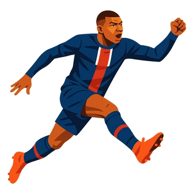 dynamic pose of Kylian Mbappé in soccer uniform sticker