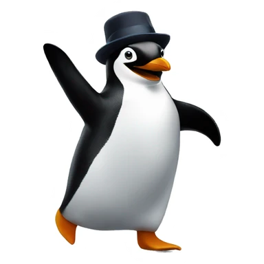 Penguin dancing with a hat sticker