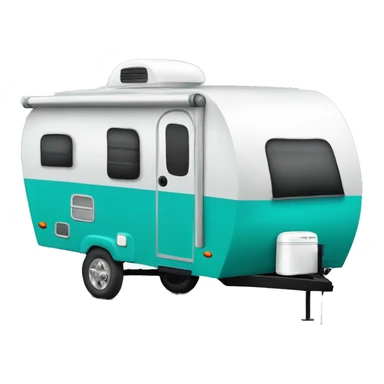 Realistic portable turquoise travel trailer isolated.  sticker