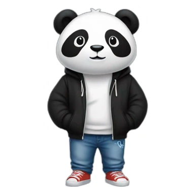 panda wearing bkack hoodie and jeans sticker