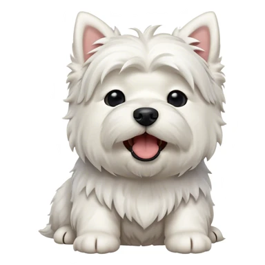 Cinematic Cute Yawning West Highland White Terrier Portrait Emoji, Head tilted slightly with a dramatic, wide-open yawn, showcasing a soft, fluffy white coat with floppy ears slightly drooping and round dark eyes barely open in drowsy contentment, Simplified yet irresistibly adorable features, highly detailed, glowing with a soft, cozy glow, high shine, relaxed yet expressive, stylized with a touch of whimsy, bright and endearing, soft glowing outline, capturing the essence of a sleepy yet affectionate companion, so drowsy it feels like it could stretch out of the screen and curl up for a nap! sticker