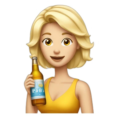 Femme blonde avec une bouteille d’alcool sticker