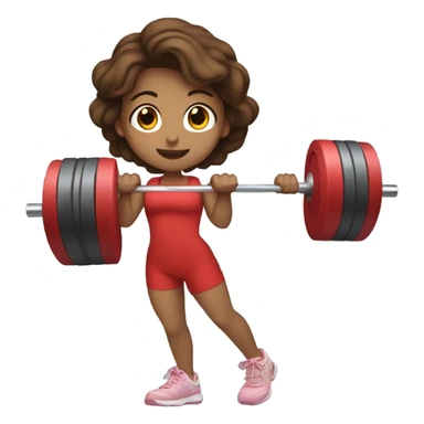 Girl with brown hair in red gym outfit lifting weights  sticker