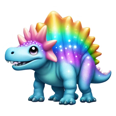 One Kawaii bedazzled pastel neon rainbow stegosaurus  sticker