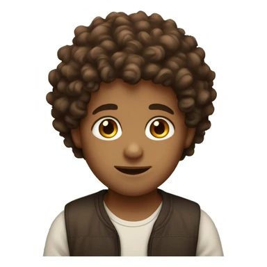 boy with fluffy brown curly hair and brown eyes  sticker