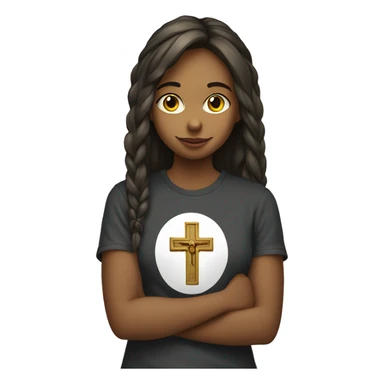 girl with Catholic cross on t-shirt sticker