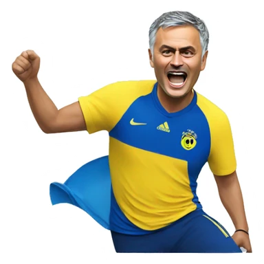 Jose mourinho celebrating with yellow blue tshirt sticker