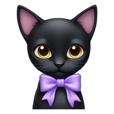 Black cat with pale purple bow sticker