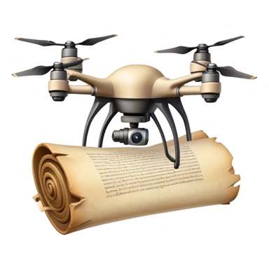 drone carrying ancient scroll  sticker