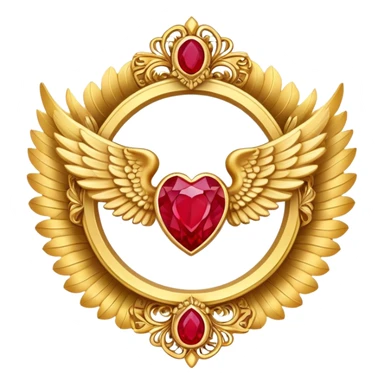 Third place award number in frame decorated with golden angel  wings and rubby stone sticker