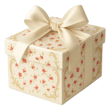 Elegant Rococo pale white red ditsy floral gift box  , remove background sticker