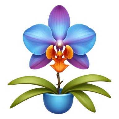 blue and orange colored orchid, vibrant colors sticker